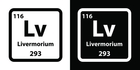 ,  Livermorium chemical element icon. The chemical element of the periodic table. Sign with atomic number.
