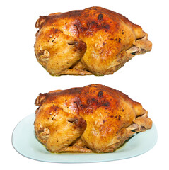 fried whiskey chicken on a white plate or on a plate for your design or menu creation