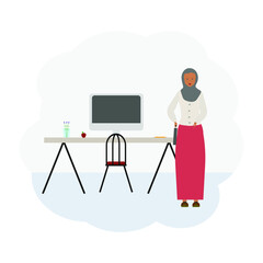 working arab woman in home office