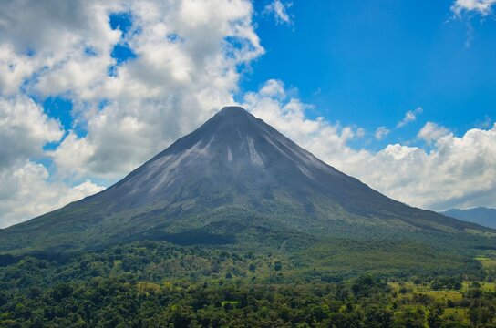 Landscape Panorama picture from Volcano Arenal next to the rainforest, Costa Rica Pacific, Nationalpark, great view