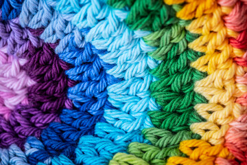 Macro ,detailed photo of rainbow yarn