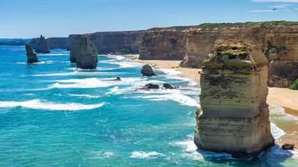 Amazing coastline of the Twelve Apostles, collection of limestone stacks off the shore of Port...