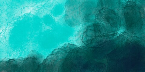 Abstract, blurred background with elements of turquoise, blue, dark blue, black . Blue Dirty art . Ink blur.