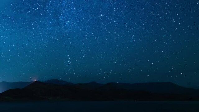 Perseid Meteor Shower and Milky Way Galaxy North Sky Above Lake Isabella Sierra Nevada Mts California USA
