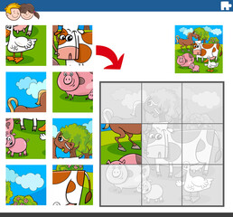 jigsaw puzzle game with funny farm animal characters