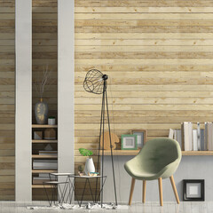 Iinterior design in contemporary style. Mock up wall. 3D illustration.
