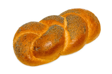 Freshly baked wheat bread. Isolated object on white background. Healthy baked bread. Whole bread on white