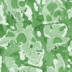 Green luxury marble ink texture on watercolor paper background. Marble stone image. Bath bomb effect. Psychedelic biomorphic art.