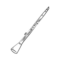 clarinet hand draw icon isolated on white background. vector