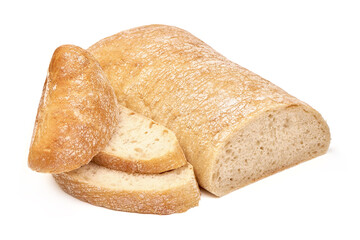 Ciabatta, Italian traditional bread, isolated on white background