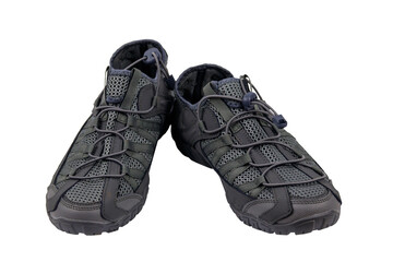 Gray male mesh sneakers isolated on white background