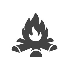 Bonfire bold black silhouette icon isolated on white background. Campfire.