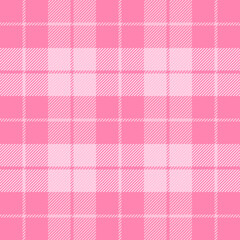 Valentines day tartan plaid. Scottish pattern in white and pink cage. Scottish cage. Traditional Scottish checkered background. Seamless fabric texture. Vector illustration