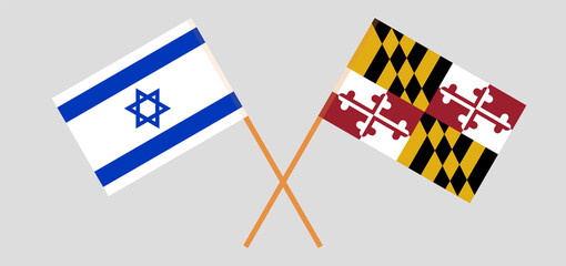 Crossed flags of Israel and the State of Maryland