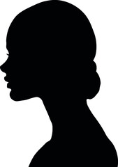 Fototapeta na wymiar White woman, Western European woman portrait profile picture from the side with shoulders long hair. Isolated realistic silhouette, shadow picture