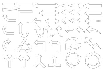 矢印　イラスト　セット　ベクター　素材　線のみ