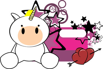 cute baby unicorn cartoon valentine sticker in vector format