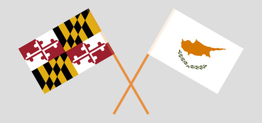 Crossed flags of the State of Maryland and Cyprus