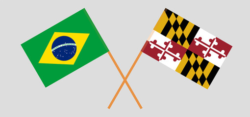 Crossed flags of Brazil and the State of Maryland