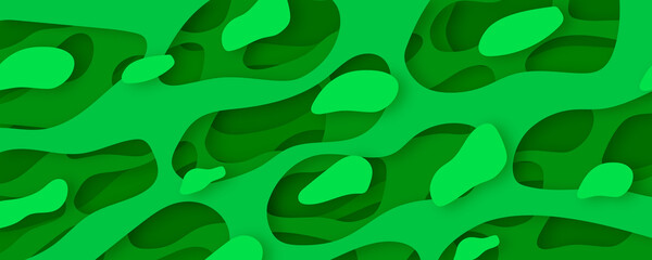 3D green abstract background with paper cut shapes. Vector design layout for business presentations, flyers, posters and invitations. Blue carving art