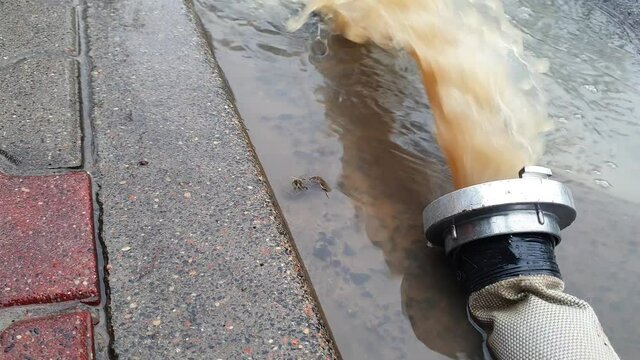 Discharge of dirty sewage, waste water onto the street