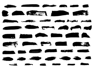 Paint stains brush stroke backgrounds set. Dirty artistic vector design elements for text, labels, logo.