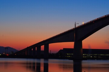 Fototapeta na wymiar Eshima Bridge at Dusk, Japan