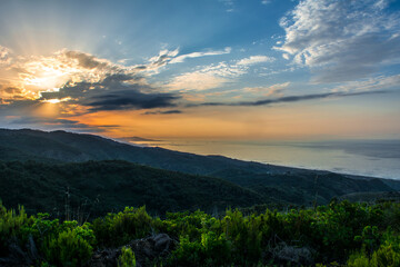 A view from the green mountains of Jijel Algeria towards the villages in the Mediterranean plains	