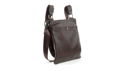 Classic brown mens bag on a white background with