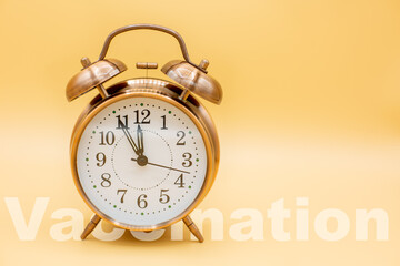 Alarm clock shows that the time to vaccinate is running out and must deliver vaccinates...
