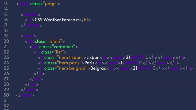 HTML code, programmer Java language. Program code animation on blue background