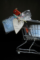 shopping cart with heart wishing 