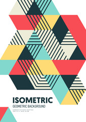 Abstract isometric geometric shape design template poster background modern art style