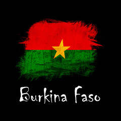 National flag of Burkina Faso, abbreviated with bf; a realistic 3d image of the national symbol from an independent country painted on a black background with the countryname below