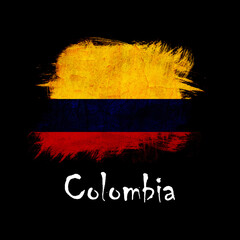 National flag of Colombia, abbreviated with co; a realistic 3d image of the national symbol from an independent country painted on a black background with the countryname below
