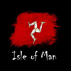 National flag of Isle of Man, abbreviated with im; a realistic 3d image of the national symbol from an independent country painted on a black background with the countryname below