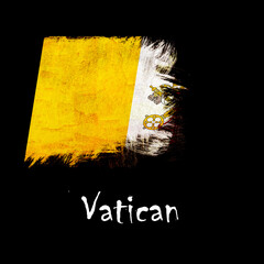 National flag of Vatican, abbreviated with va; a realistic 3d image of the national symbol from an independent country painted on a black background with the countryname below