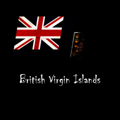 National flag of British Virgin Islands, abbreviated with vg; a realistic 3d image of the national symbol from an independent country painted on a black background with the countryname below