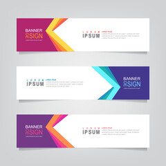 Vector abstract web banner design template. Collection of web banner template. Abstract geometric web design banner template isolated on grey background. Header - landing page Web Design Elements