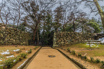 冬の松江城の北ノ門跡の風景