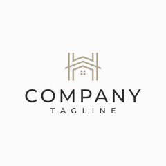 The logo design combines the real estate industry and the initials letter H with a monogram style.