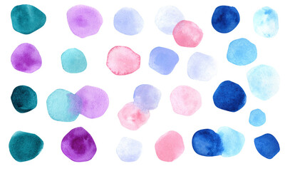 Watercolor  colorful spots  set for invitations, decor and design. 