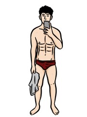 Fototapeta premium cartoon cute man on white background