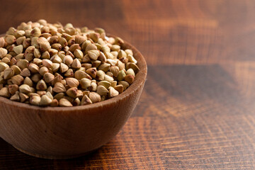 Buckwheat Grain on a Wooden Butcher Block
