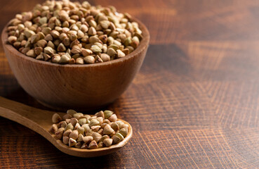 Buckwheat Grain on a Wooden Butcher Block