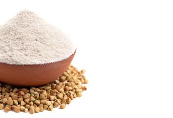 Buckwheat Flour on a White Background