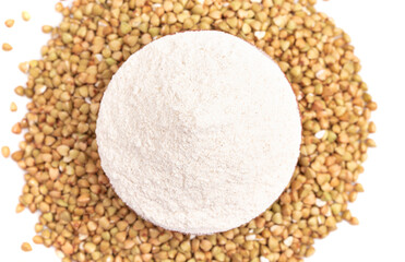 Buckwheat Flour on a White Background