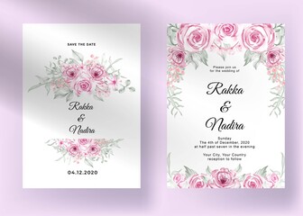 wedding invitation with flower pink pastel romantic valentine