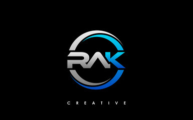 RAK Letter Initial Logo Design Template Vector Illustration - obrazy, fototapety, plakaty
