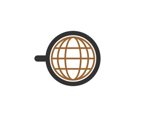 Coffee cup with globe inside logo
